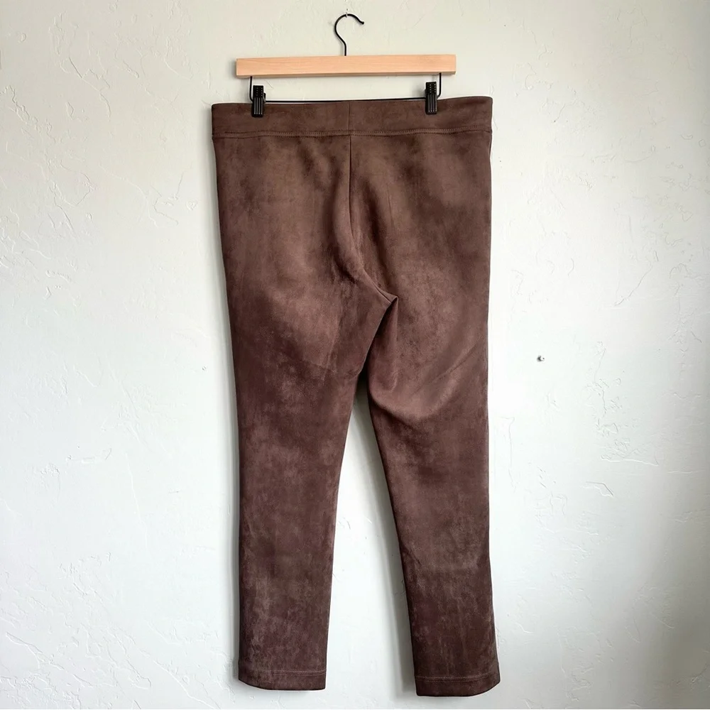 Andrew Marc Women’s Taupe Faux Suede Pull On Stretch Skinny Leg Pants Size Large